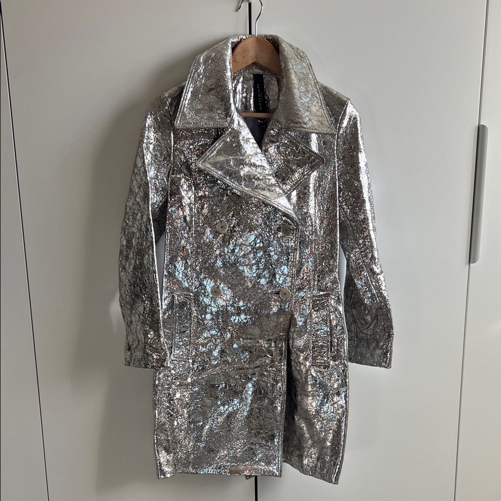 Simon Miller Leather Silver Trench Coat XS/S